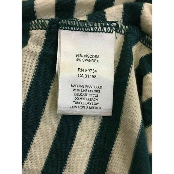 Bcbg maxazria Womens Teal Blue Green White striped Short Sleeve V Neck Top Xxs - Picture 6 of 7